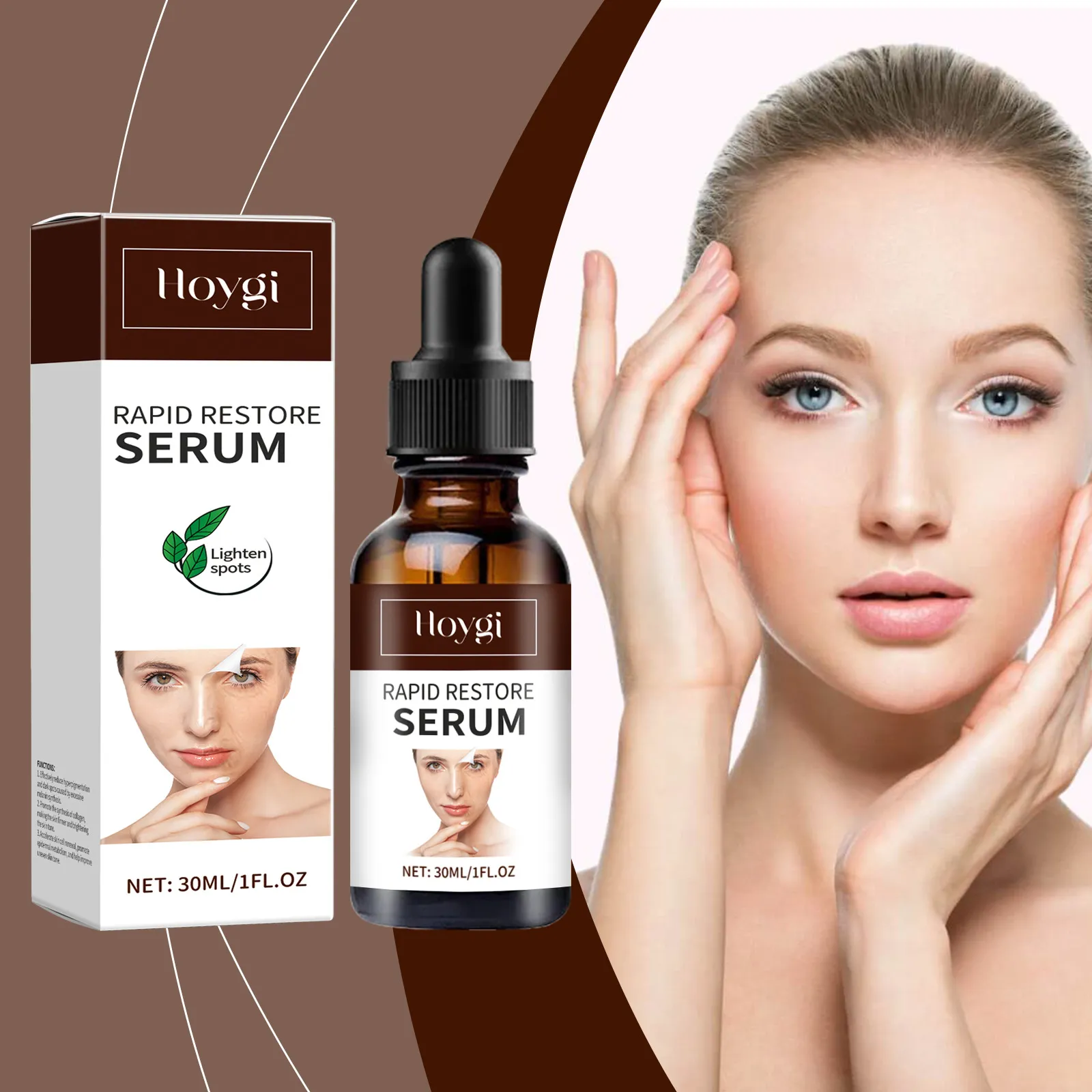 Siero Riparatore Viso Idratante Antietà Correttore di Macchie Scure Essenza per la Cura della Pelle con Design a Contagocce