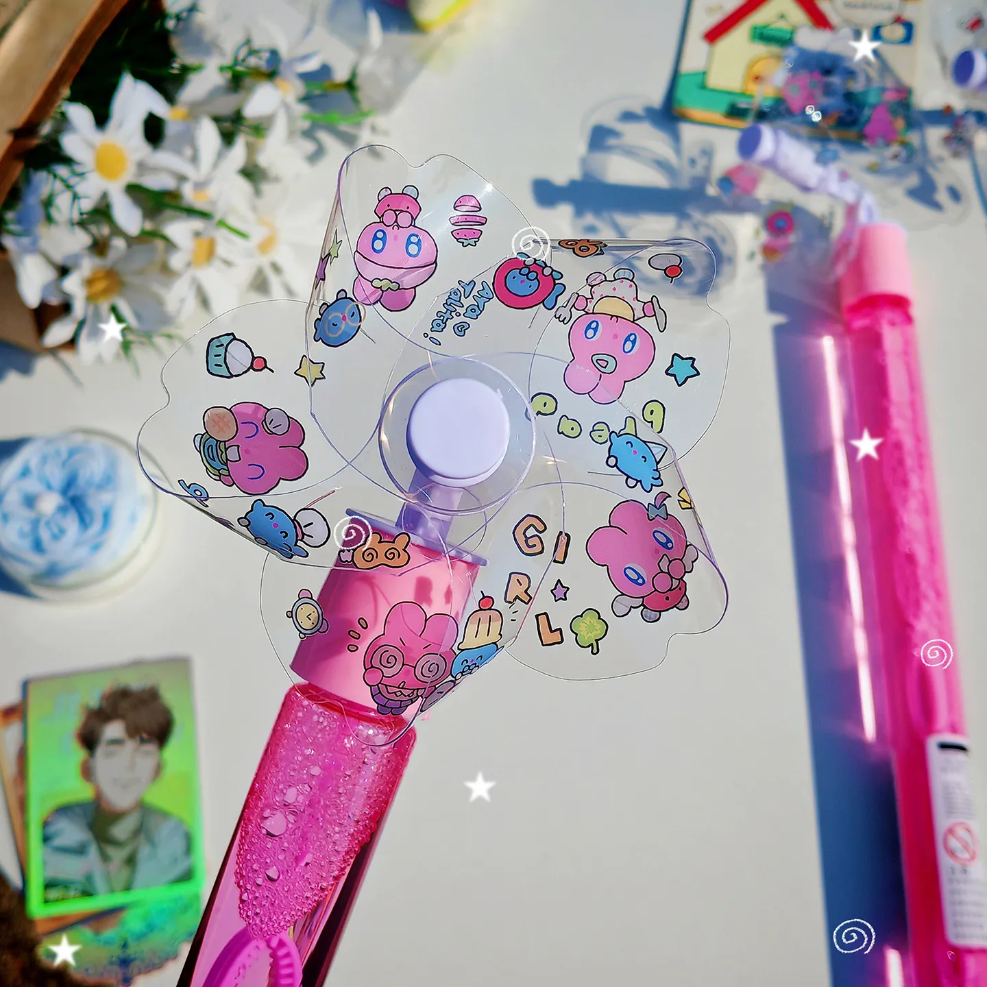 Windmill Bubble Wand Large Children Handheld Bubble Machine Toy Cute Cartoon Bubble Stick For Boys Girls Gift