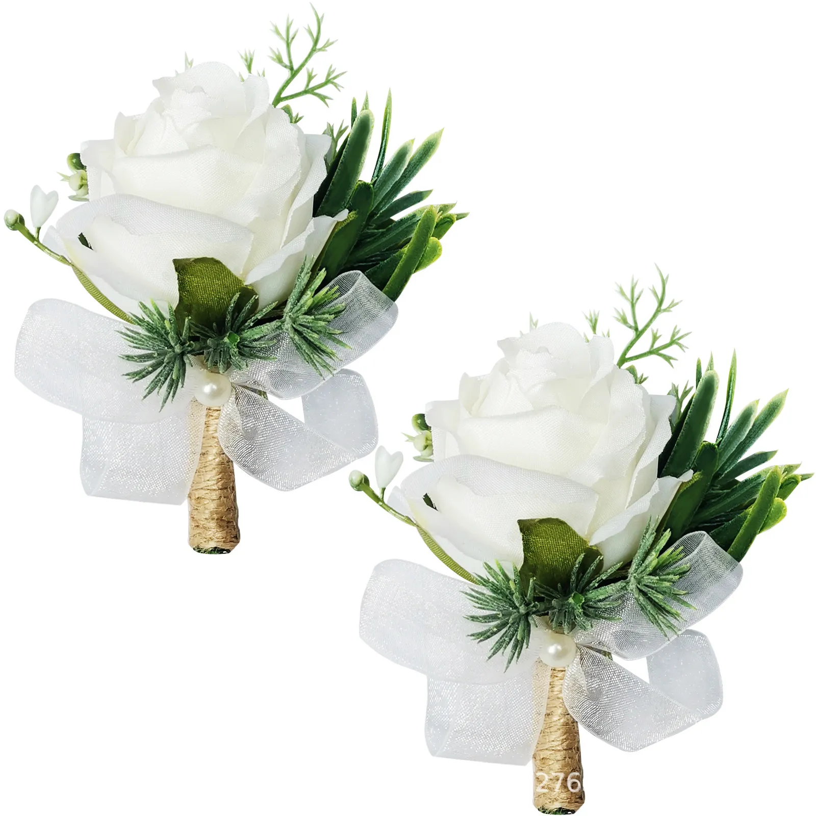 Künstliche Weiße Rose Korsage Und Handgelenk Blume Hochzeit Boutonniere Mori Stil Seidenblume Party Abschlussball Anzug Dekoration