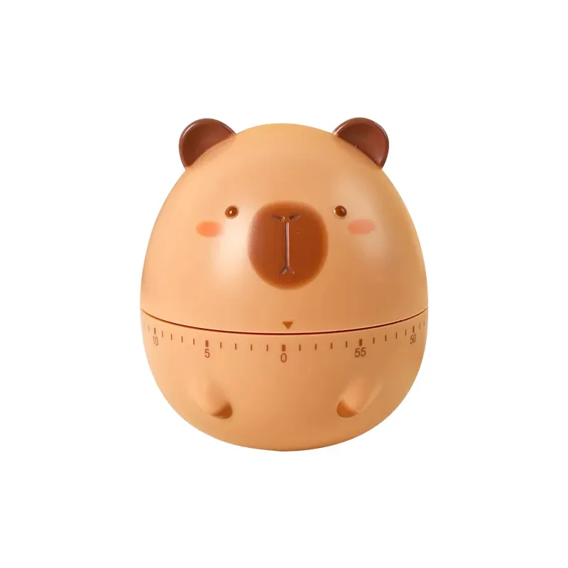Cute Capybara Mechanical Timer Cartoon Animal Tumbler Kitchen Cooking Study Time Management Reminder Plastic Desktop Decor