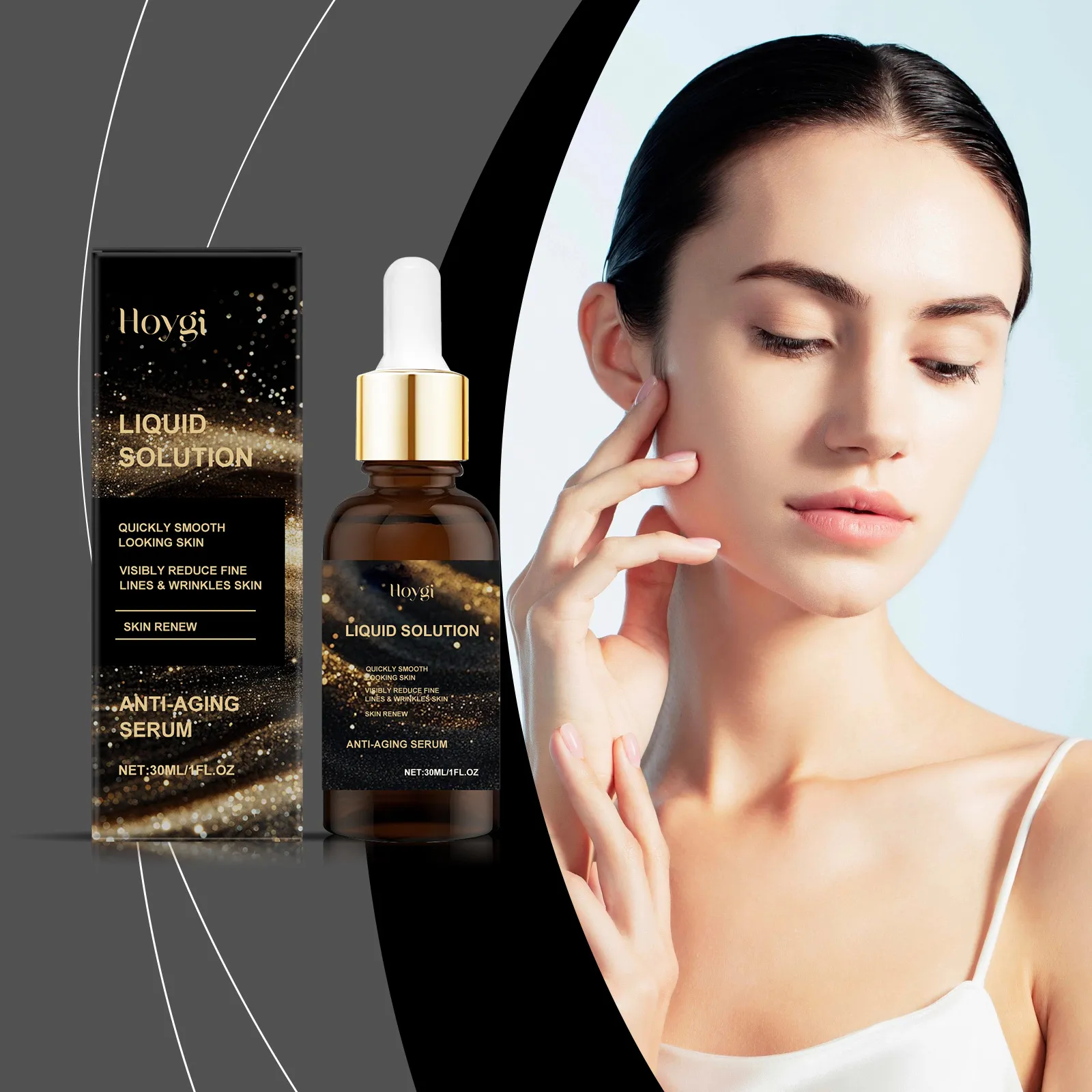 HOYGI Siero Viso Rassodante Anti-Età Idratante Soluzione Liquida con Contagocce per Skincare Viso