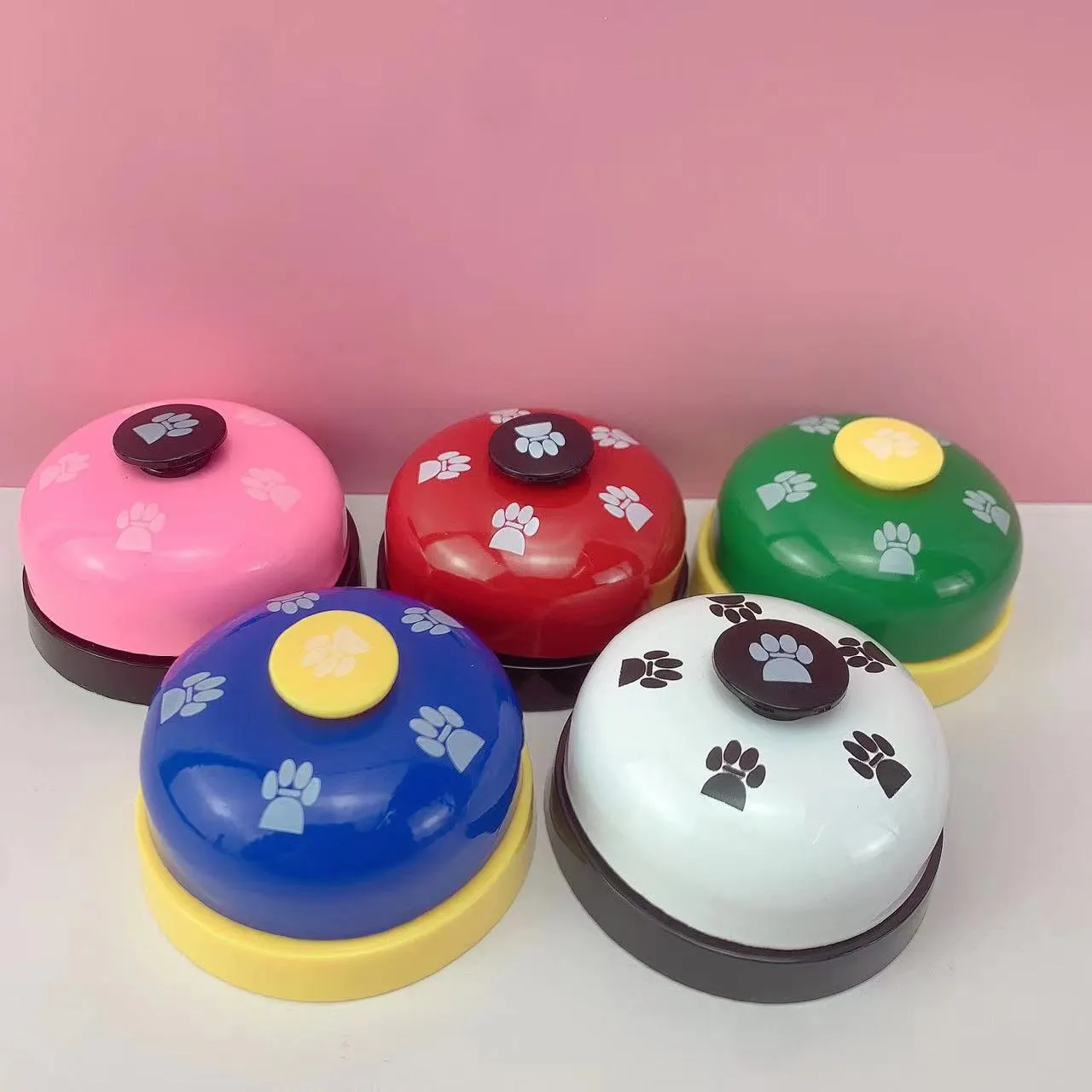 Pet Training Bell Interactive Cat Dog Toy Metal Press Call Bell Paw Print Table Game Trivia Bell Desk Service Bell