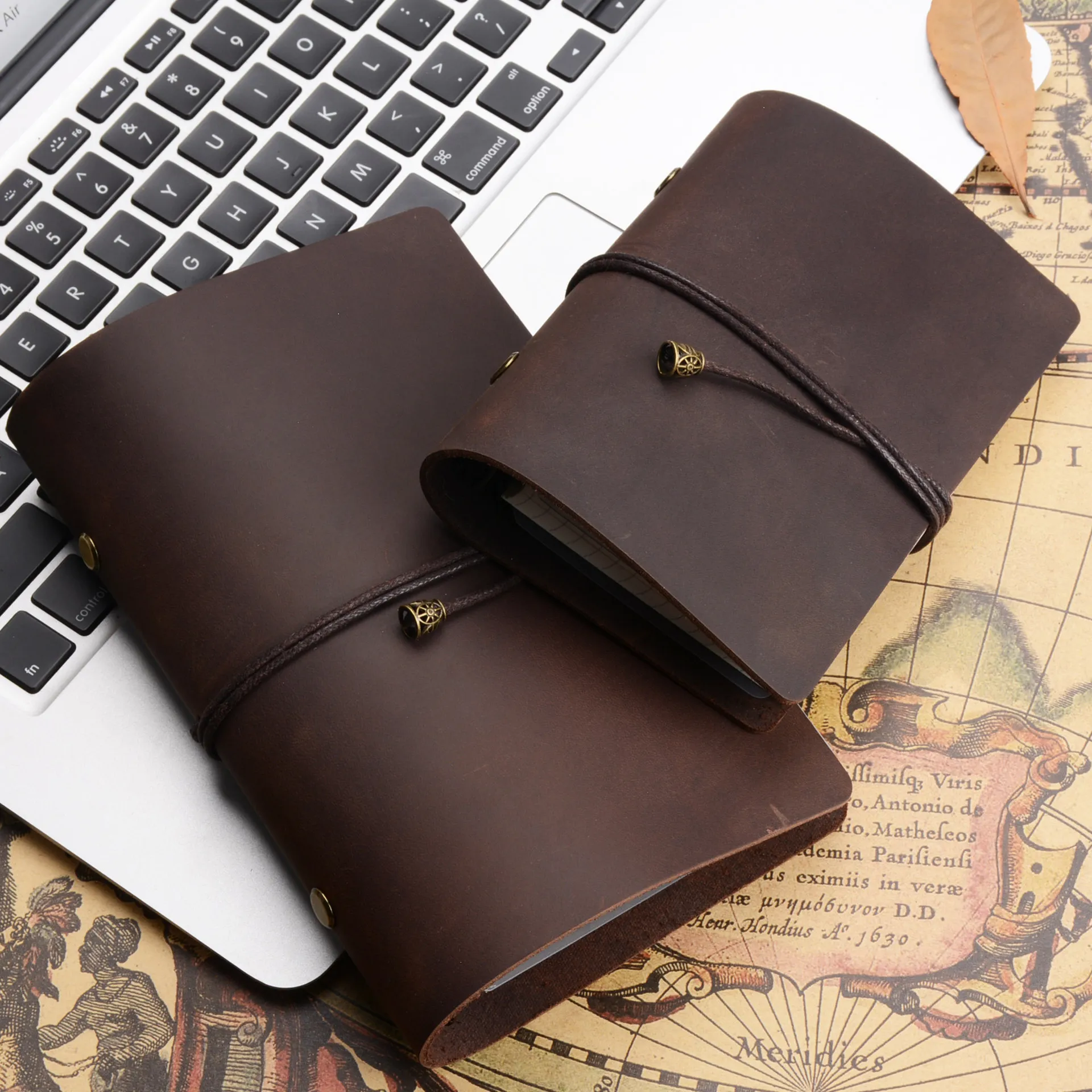 Vintage Genuine Leather Loose Leaf Notebook Retro Travel Journal Handmade Diary Business Office Writing Notepad Gift