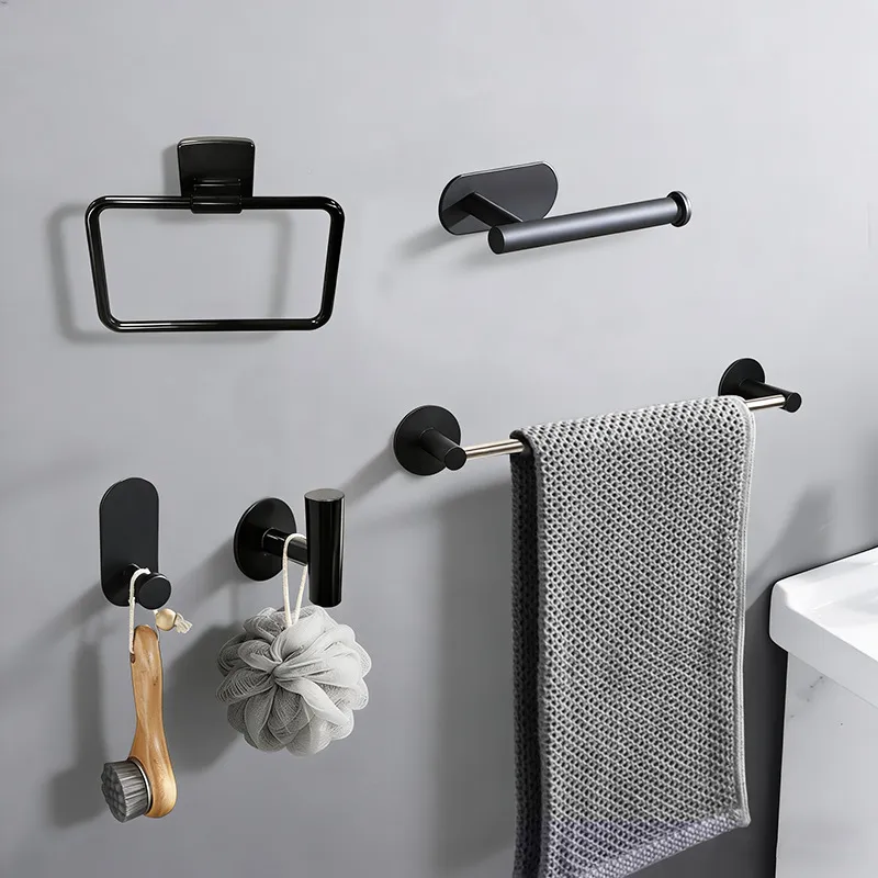Modern Minimalist Bathroom Hardware Set Towel Bar Ring Roll Paper Holder Robe Hook Wall Mounted ABS Bathroom Accessories