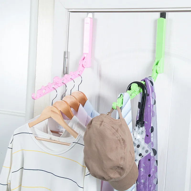 Portable Folding Clothes Hanger Plastic Student Dormitory Door Hanging Laundry Drying Rack Space Saving Travel Organizer
