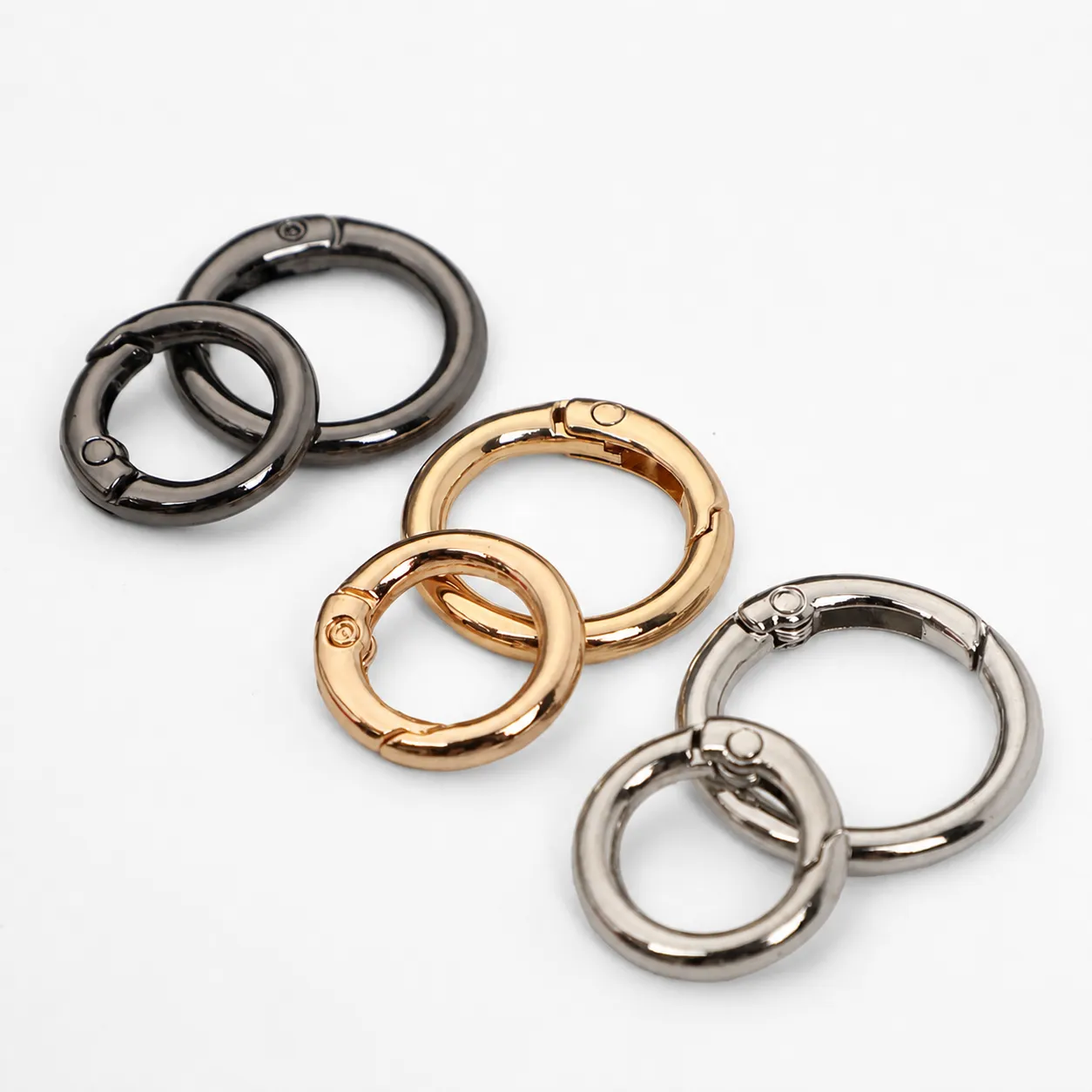 Anneaux O à Ressort en Alliage de Zinc Anneaux Ouverts Ronds Mousquetons à Ressort pour Accessoires de Quincaillerie de Sac Porte-Clés