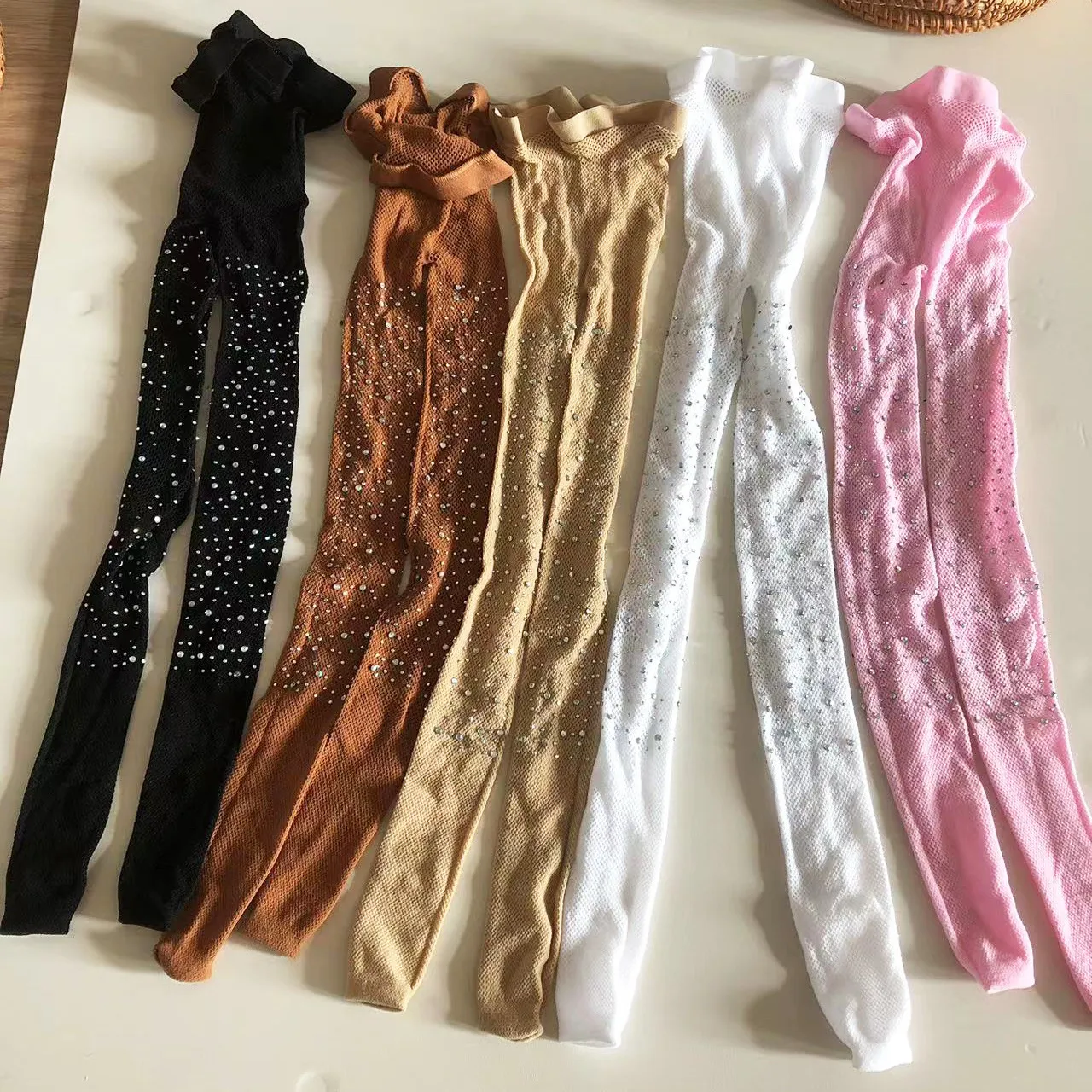 Kids Girls Mesh Rhinestone Tights Sparkly Sheer Pantyhose Solid Color Spring Autumn Leggings Children Clothing