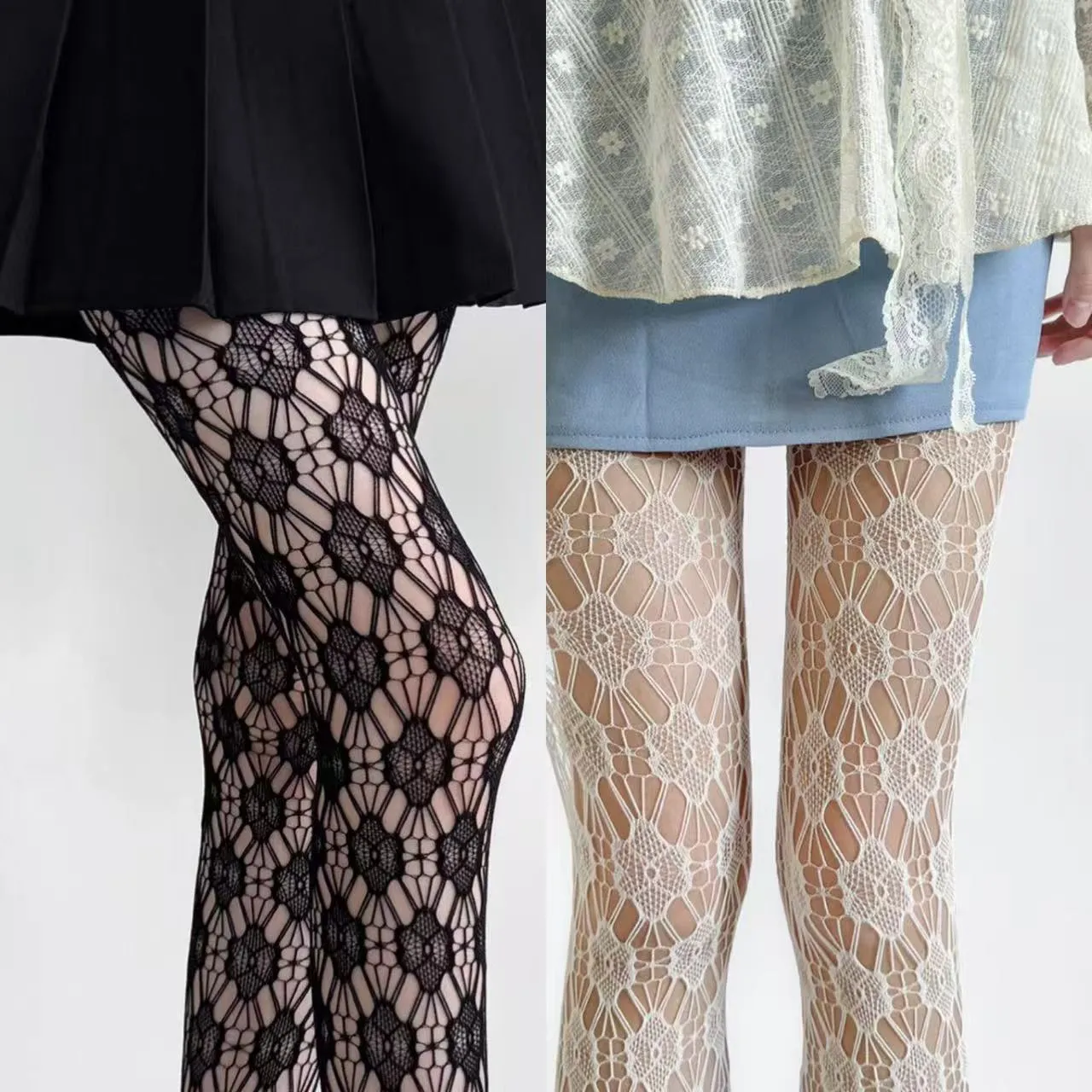 Women's Sexy Hollow Out Floral Fishnet Tights Breathable High Stretch Nylon Pantyhose For Women Nightclub Fashion Legwear