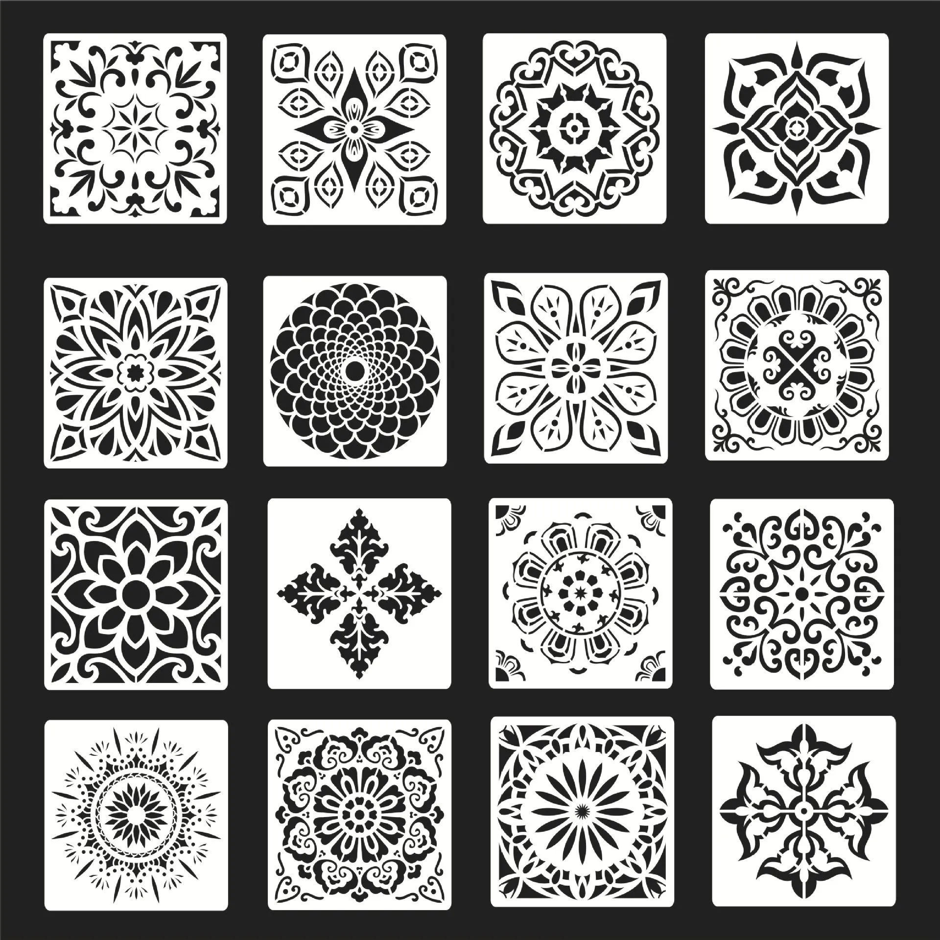 Plastic Mandala Drawing Stencils Hollow Painting Templates DIY Scrapbook Furniture Spray Decor Art Craft Tools