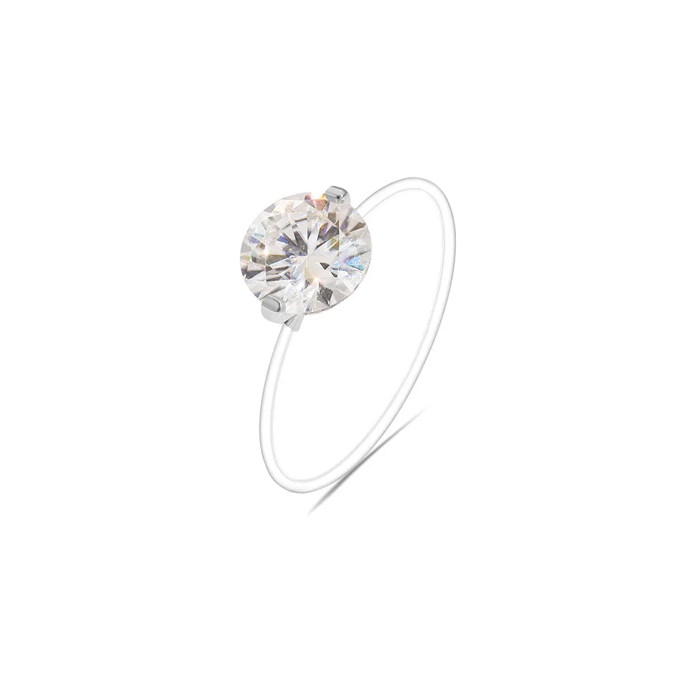 Niche Design 925 Sterling Silver Invisible Line Rhinestone Pendant Necklace Luxury Transparent Fishing Line Round Choker Chain Ring Bracelet Jewelry For Women