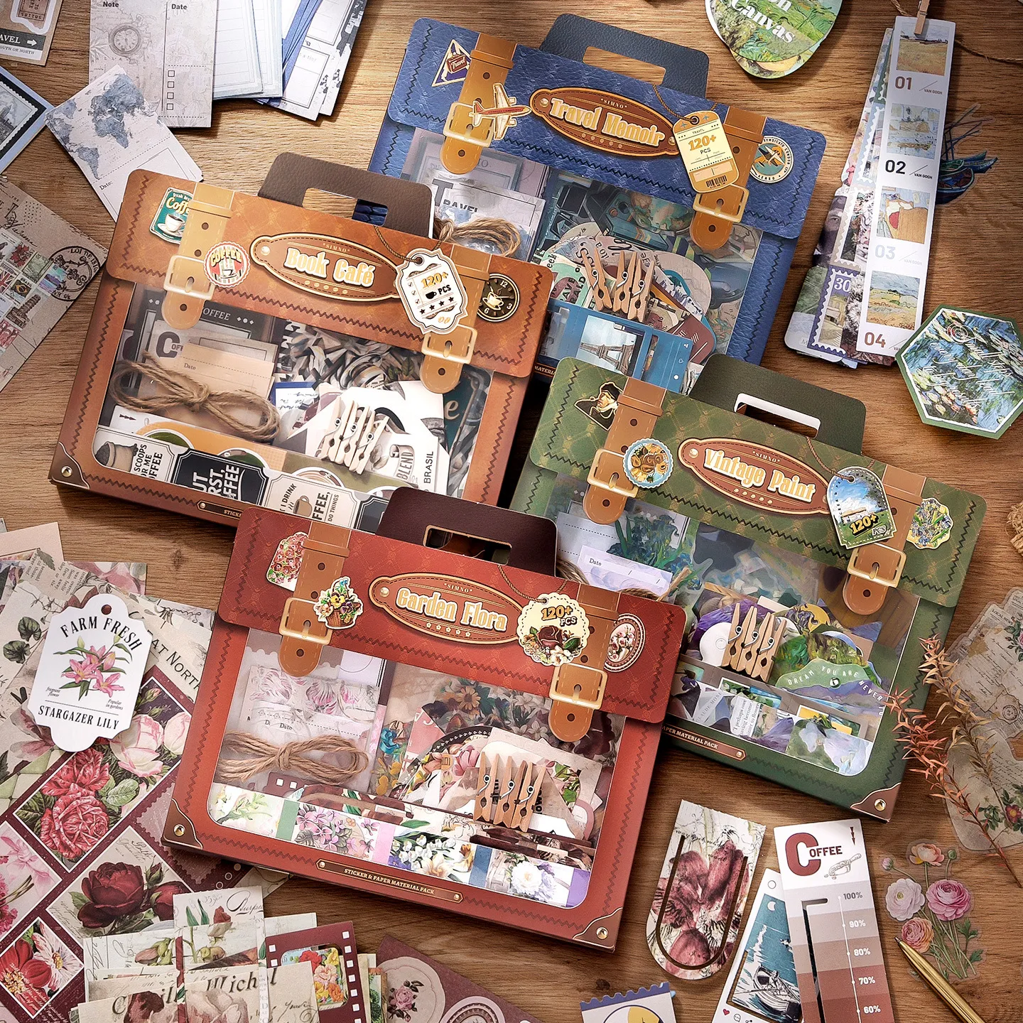 Kit de Matériel de Scrapbooking Vintage Grande Capacité Autocollants Papier d'Art Fournitures de Collage Pour Décoration de Journal DIY Artisanat