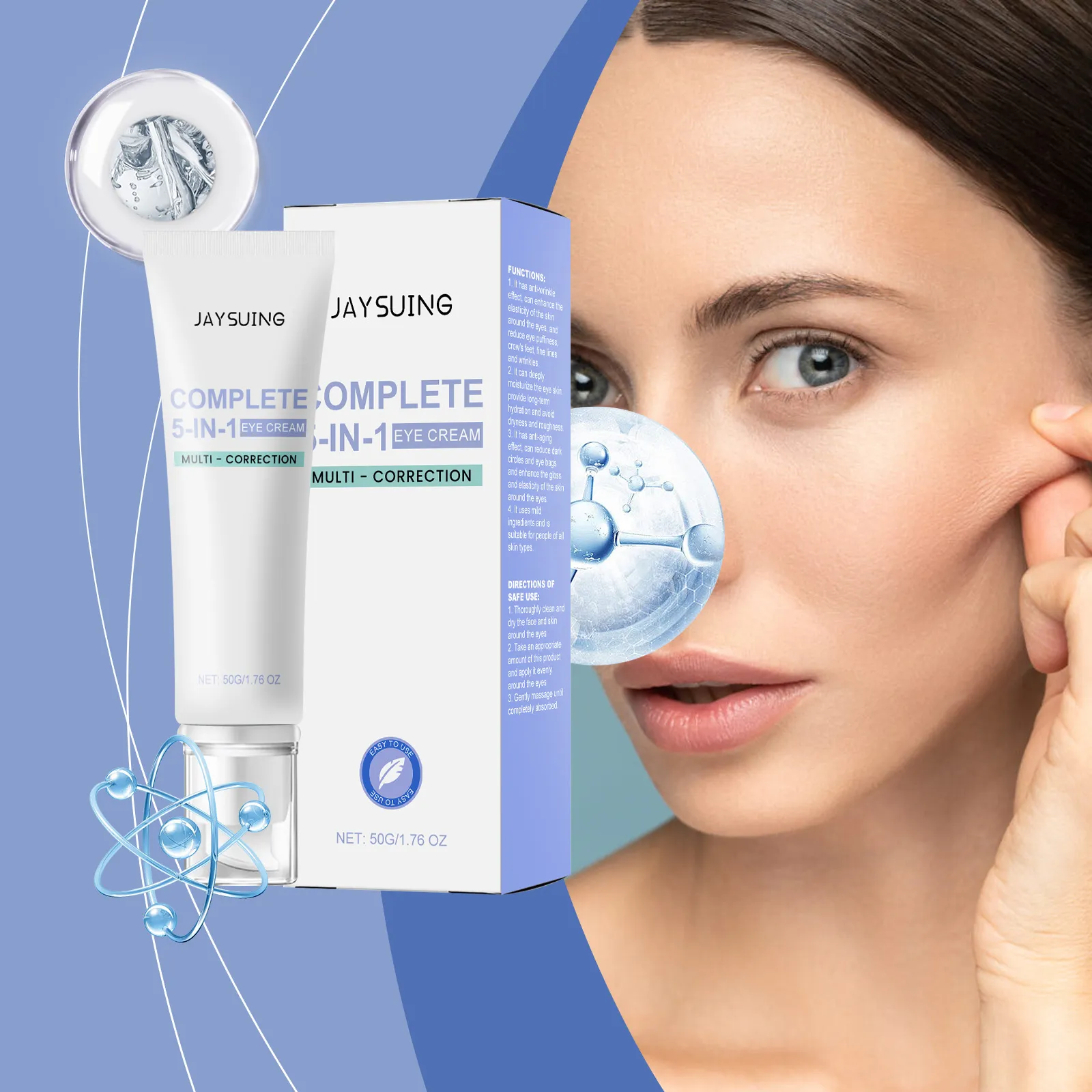 Complete Anti-Aging Oogcrème Verstevigende en Diep Vochtinbrengende Oogverzorgingsbehandeling voor Vrouwen Dagelijkse Huidverzorging
