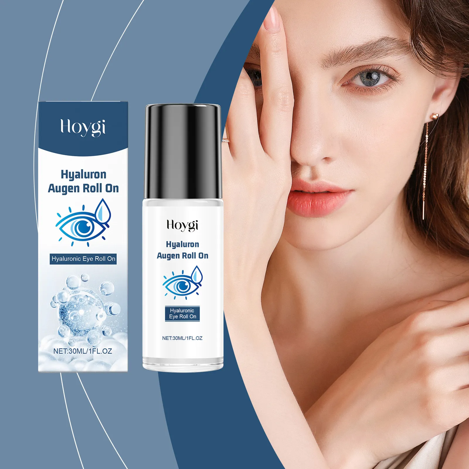 HOYGI Hyaluronic Acid Eye Roller Ball Hydrating Anti Aging Eye Serum Firming Eye Care Facial Massager