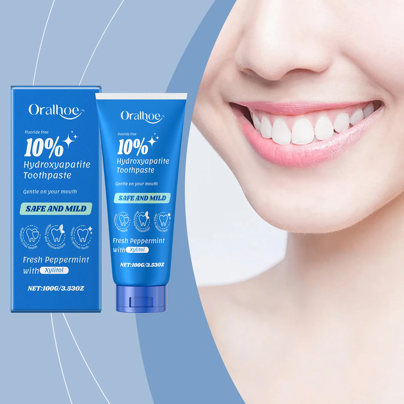Dentifrice à la Menthe Formule à l'Hydroxyapatite pour le Blanchiment des Dents et Haleine Fraîche Soin Bucco-Dentaire Quotidien
