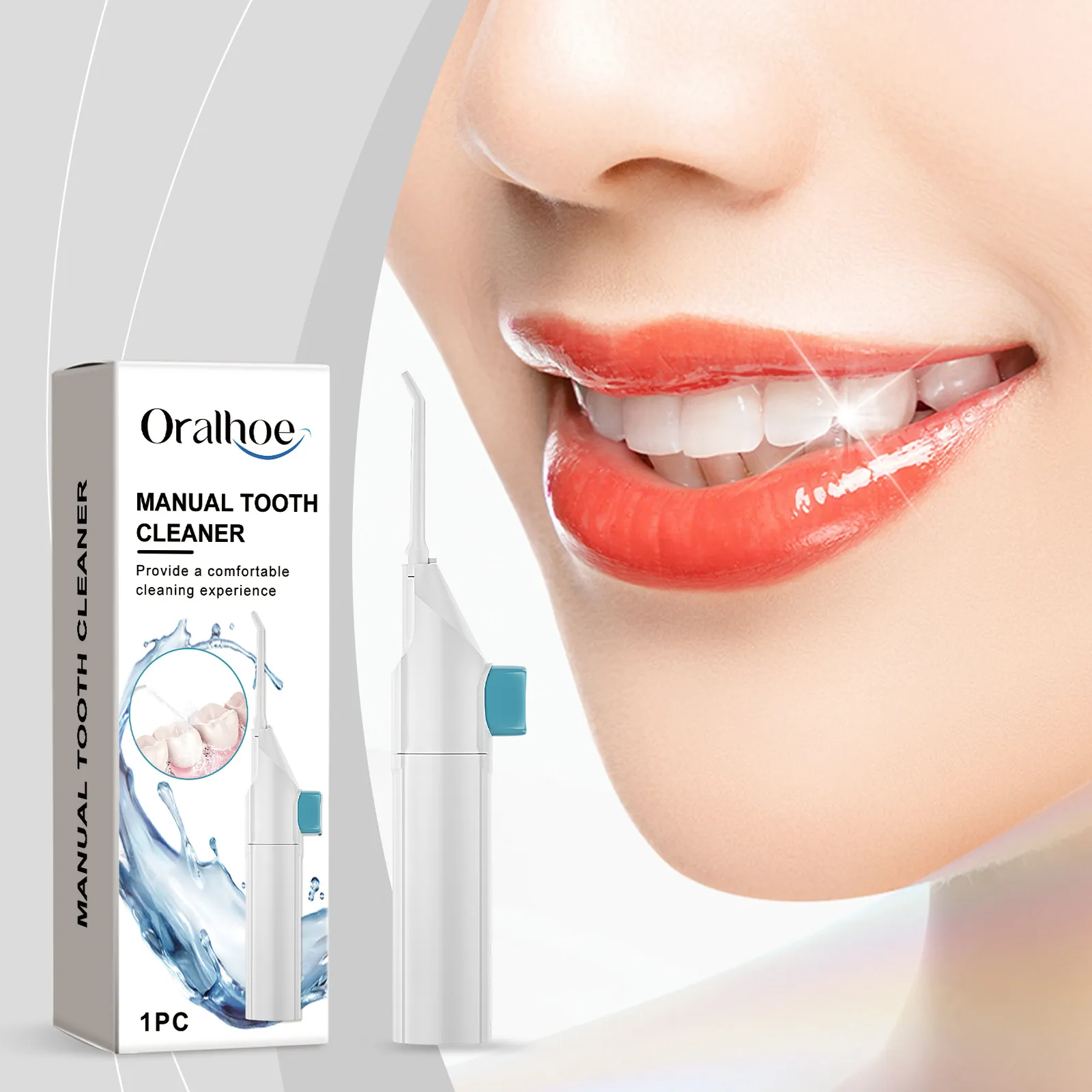 Hydropulseur Manuel Portable ABS Outil de Soin Dentaire pour Nettoyage des Dents et Hygiène Bucco-Dentaire Quotidienne