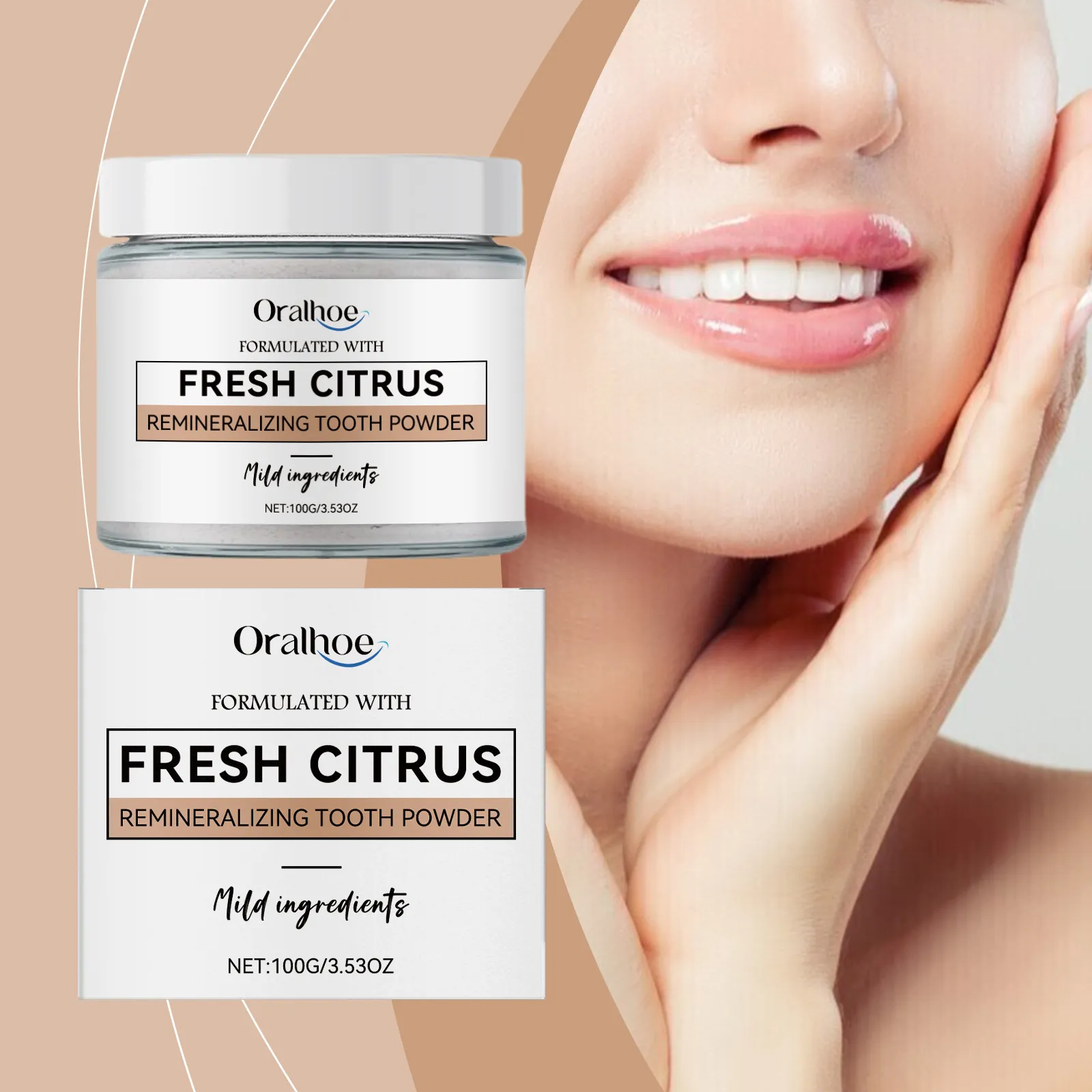 Poudre Dentifrice Blanchissante Naturelle pour les Dents Frais Agrumes Reminéralisant Soin Buccal Poudre de Nettoyage Pour Usage Quotidien