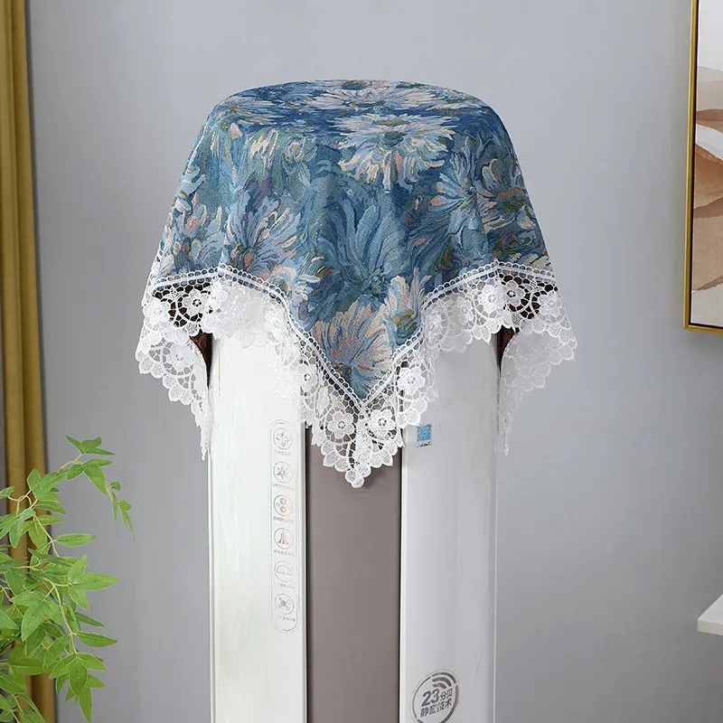 European Style Round Dust Cover Tablecloth Retro Floral Printed Dustproof Cloth For Dressing Table Nightstand Home Decor