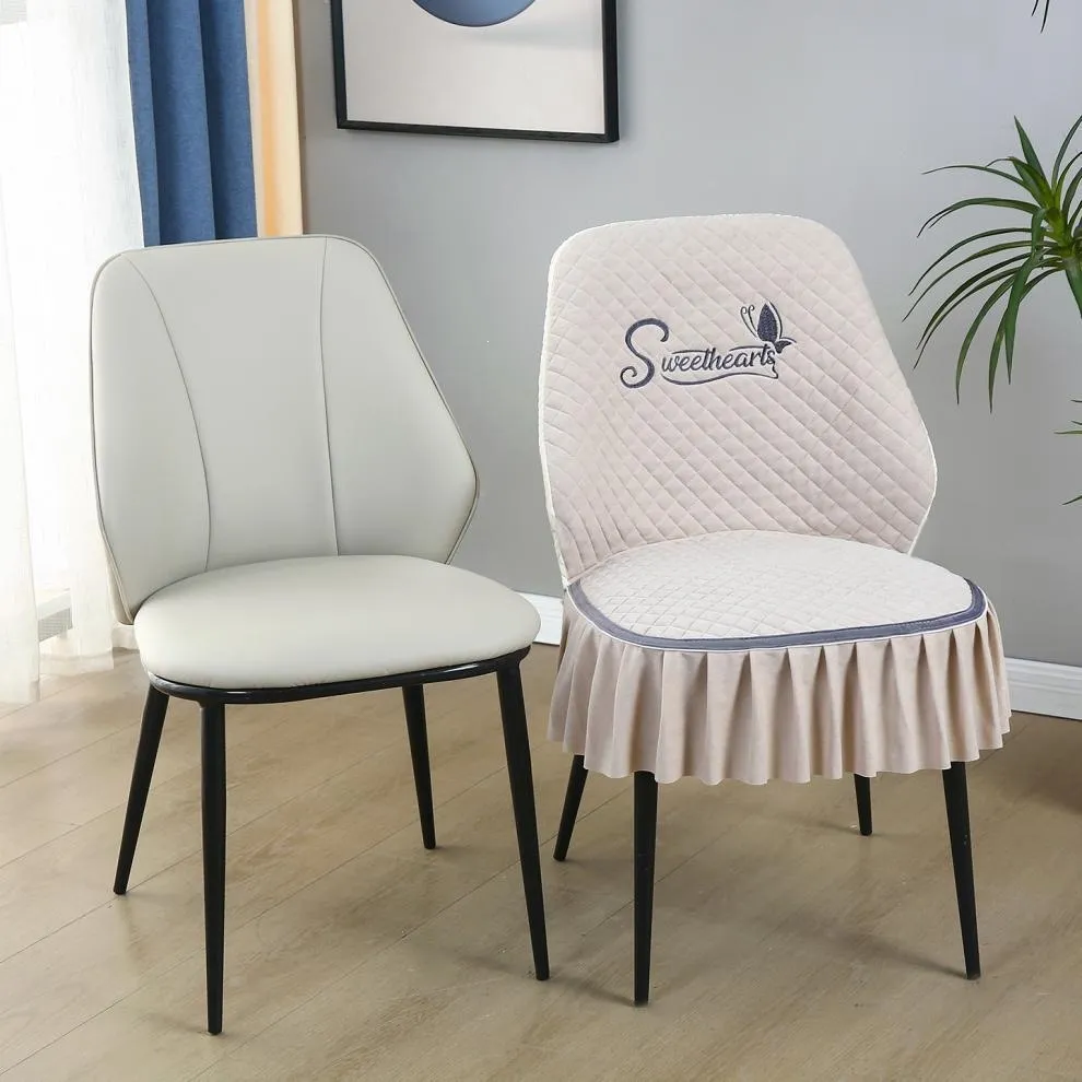Huis Eetkamer Stoelhoes En Tafelkleed Set Gewatteerd Kant Volant Tafelbedekking Stofdicht Antislip Tafelkleed Stoelbeschermer