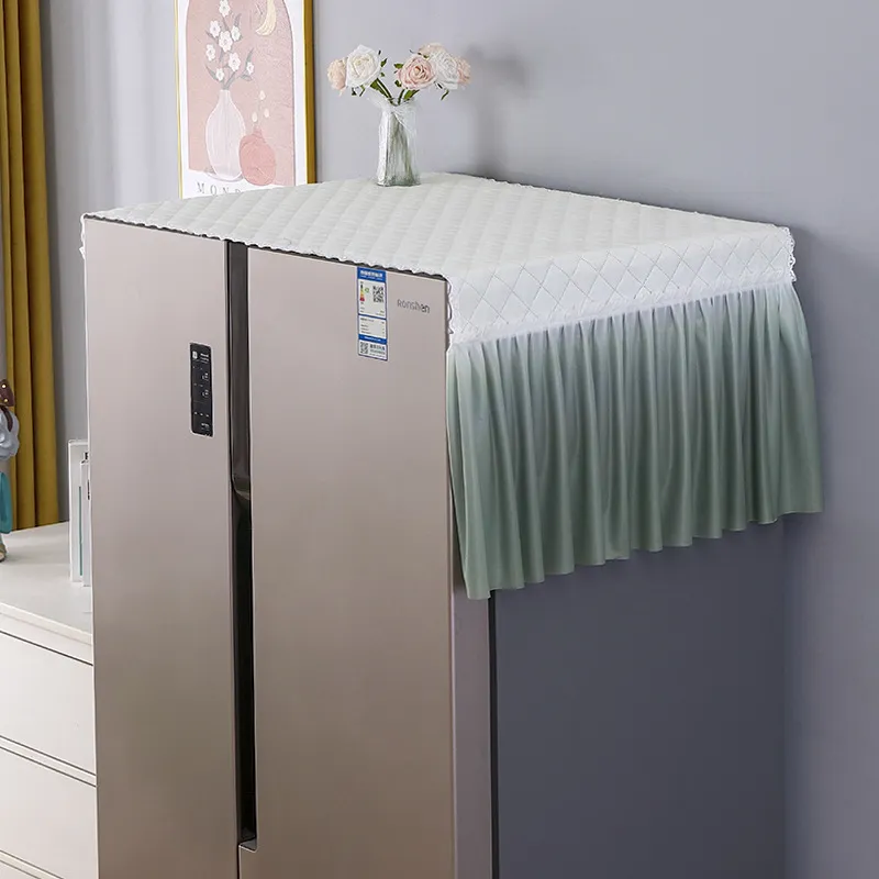 Minimalist Quilted Refrigerator Dust Cover Gradient Color Washable Appliance Cover For Home Kitchen Decor