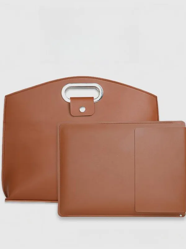 Impermeabile PU Pelle Borsa per Laptop Set 16 Pollici Minimalista Business Ventiquattrore Custodia Computer per Uomo Donna