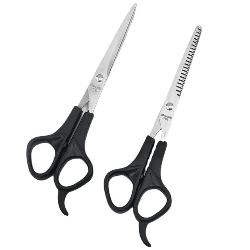 Stainless Steel Pet Grooming Scissors Black Handle Straight And Thinning Shears For Cats And Dogs Hair Care Tool