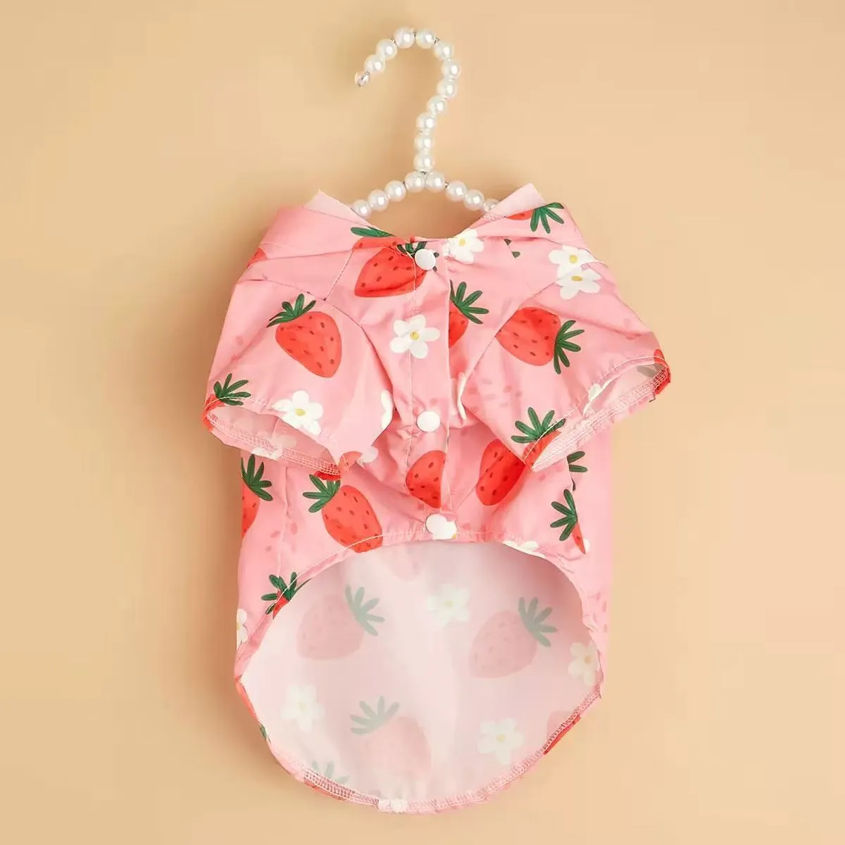 Imperméable Portable pour Animal de Compagnie Mignon Imprimé Fraise Ananas Veste de Pluie pour Chien avec Capuche pour Petits Chiens Moyens Vêtements pour Animaux