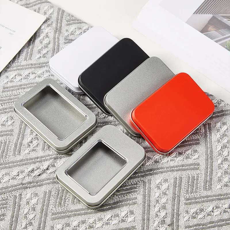 Rechteckige Mattierte Weißblech Aufbewahrungsbox Mini Metall Etui Tragbarer Blechbehälter Mit Deckel Für Haarnadeln Schmuck