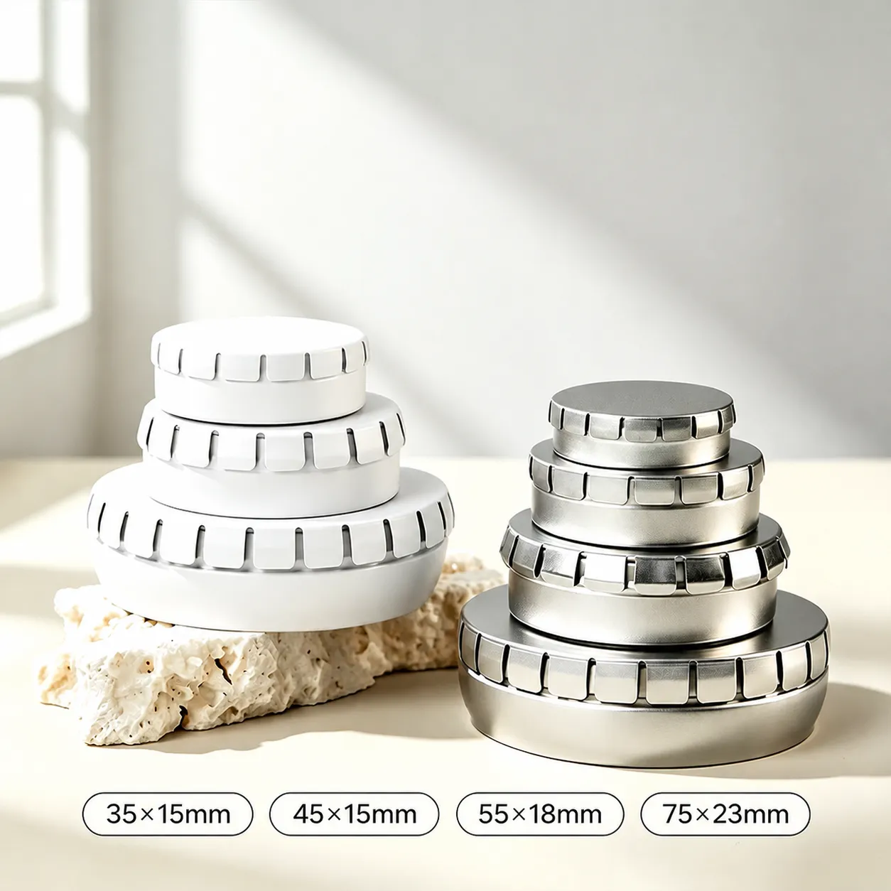 Round Metal Tin Box Portable Push Press Mint Tin Container Small Storage Box For Lip Balm Cosmetics Candy Pills Travel