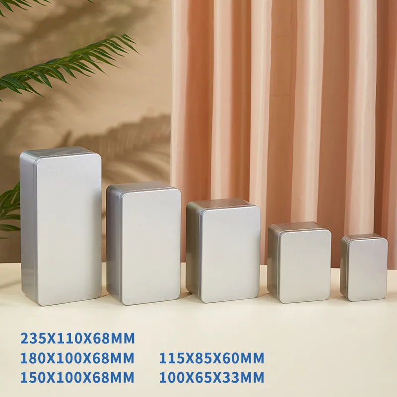 Rechteckige Weißblech Aufbewahrungsbox Metall Leere Dose Behälter Mit Deckel Mattierte Lebensmittel Geschenk Organizer