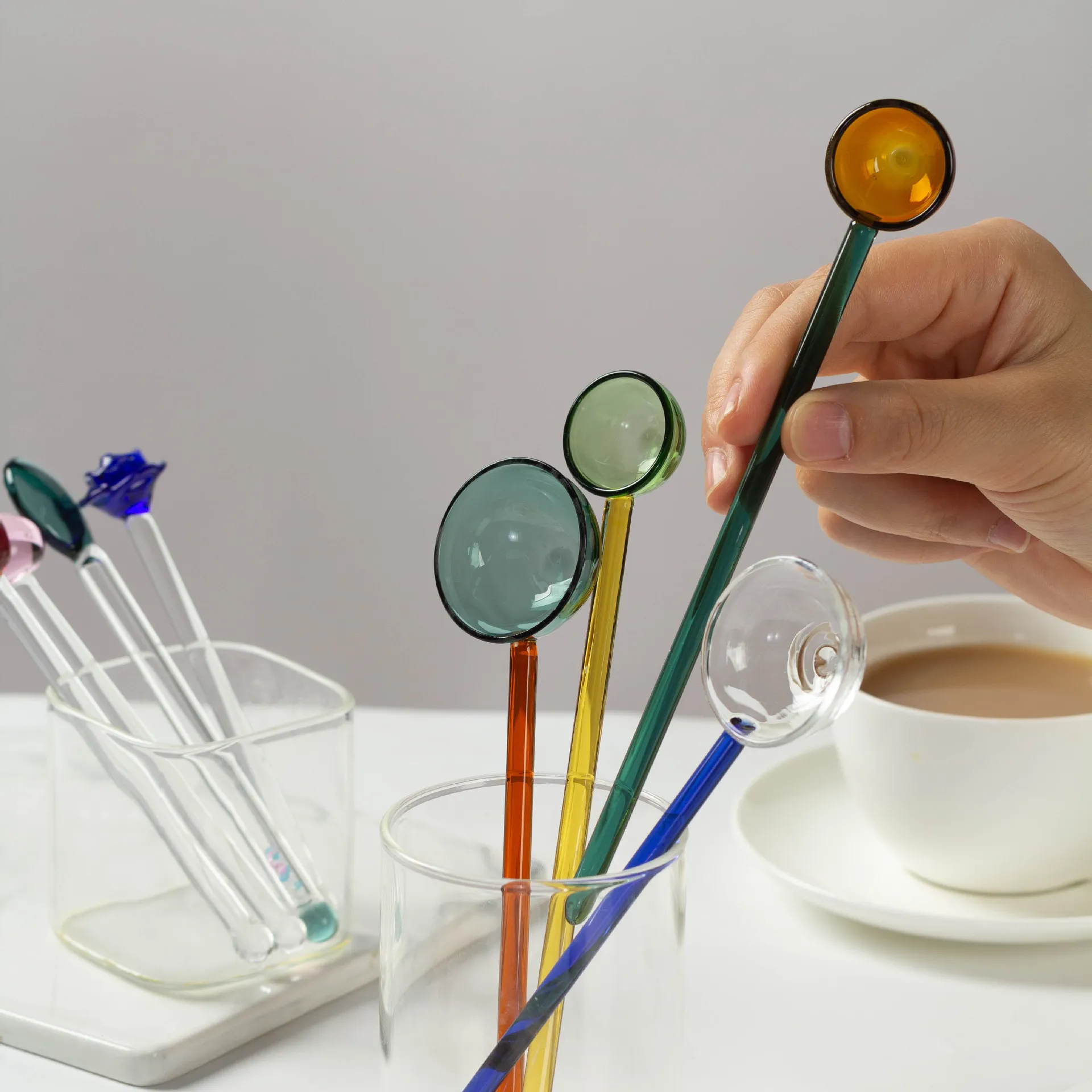 Creatieve Transparante Glazen Koffie Roerlepel Leuke Lange Handvat Melk Dessert Lepel Hittebestendig