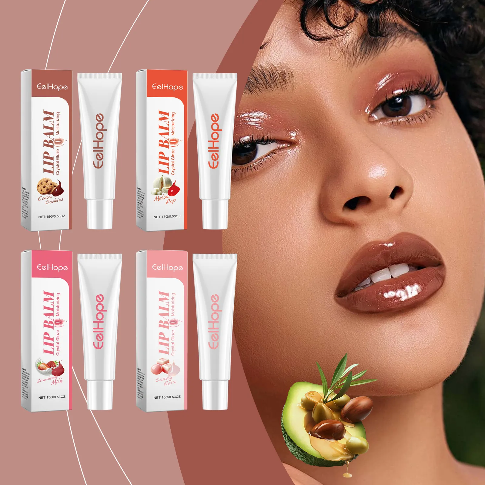 EelHope Crystal Glaze Moisturizing Lip Balm Shea Butter Nourishing Hydrating Soft Lips Fruit Flavor Lip Care Treatment