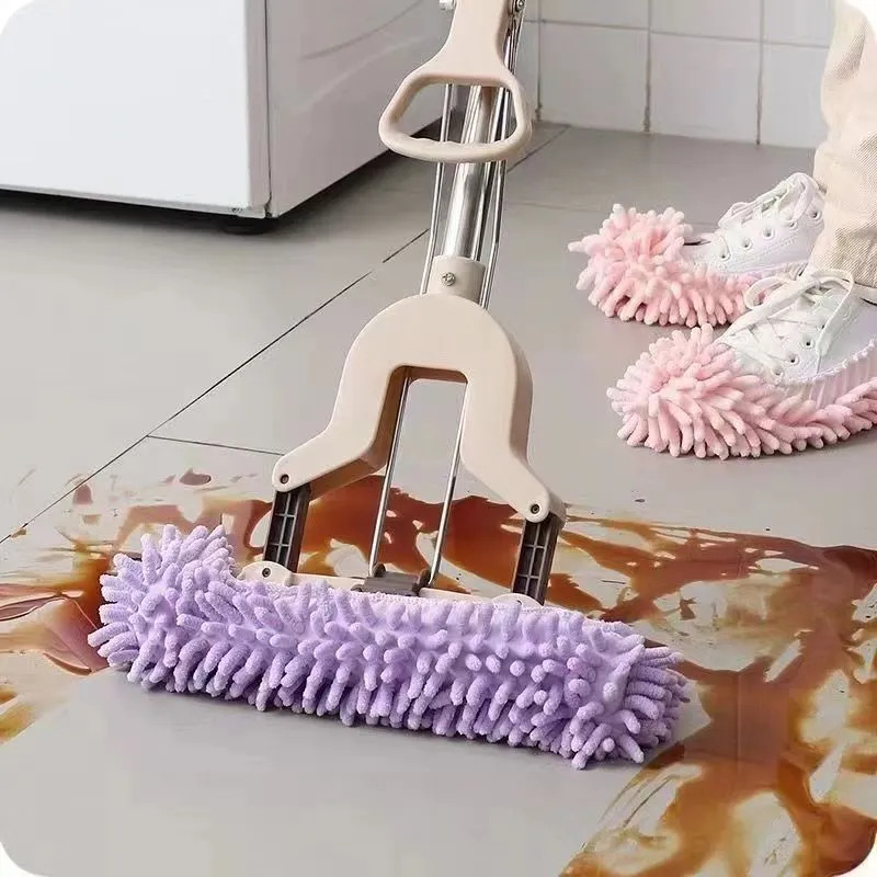 Chenille Haushalt Wisch-Hausschuhe Rutschfest Staubdicht Bodenreinigung Schuhüberzüge Faul Mop Hausschuhe Waschbar Wiederverwendbar