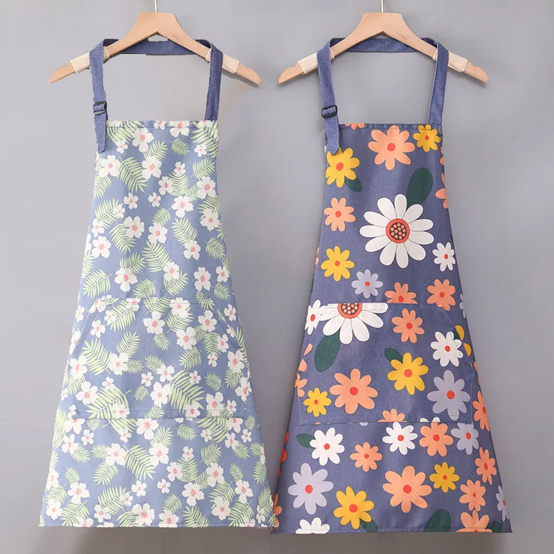 Delantal de Cocina de Lona para Mujeres Hombres Impermeable Resistente a Manchas Delantal con Bolsillos Correa Ajustable