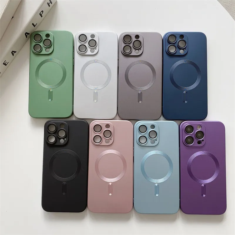 MagSafe Magnetic Electroplated Phone Case With Camera Lens Protector Anti Drop Liquid Silicone Protective Cover