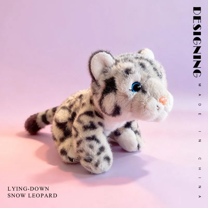 Simulación Acostado Leopardo de las Nieves Juguete de Peluche Animal de Peluche Muñeca Niños Almohada Calmante Regalo de Cumpleaños