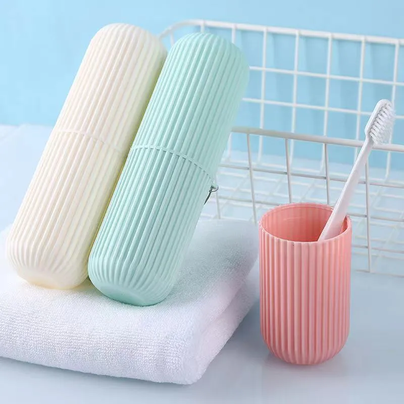 Custodia Portatile da Viaggio per Spazzolino Scatola di Plastica per Dentifricio Tazza da Lavaggio da Esterno con Cordino