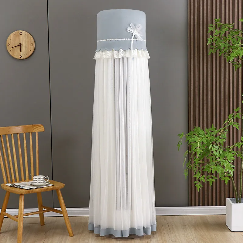 Minimalist Round Floor Standing Air Conditioner Cover Lace Mesh Dustproof Protector Home Living Room Decor Cover
