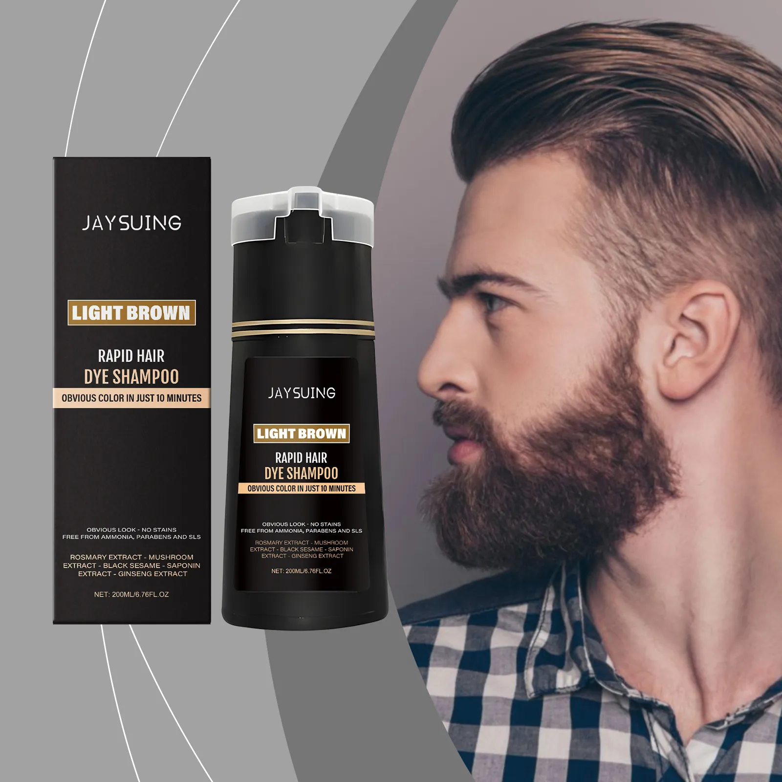 Jaysuing Herren Hellbraun Sofort Haarfärbe Shampoo Kräuter Pflanzenextrakt Nährende Schnelle Färbung Haarpflege