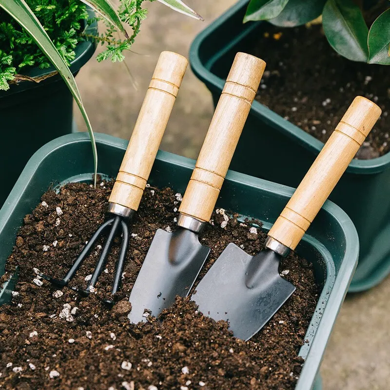 Mini Tuingereedschap Set Handtuingereedschap Met Houten Handvat En Metalen Kop