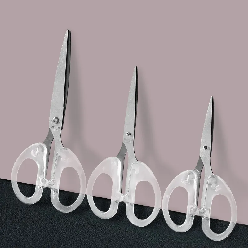 Transparent Student Scissors Stainless Steel Hand Ledger Art Scissors Small Portable DIY Stationery Cutting Tools
