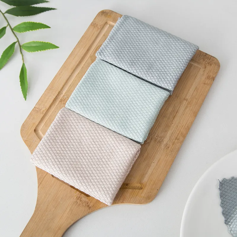 Microfiber Cleaning Cloth Fish Scale Design Absorbent Kitchen Dish Cloth Glass Wipe Towel Multipurpose Cleaning Rag For Home