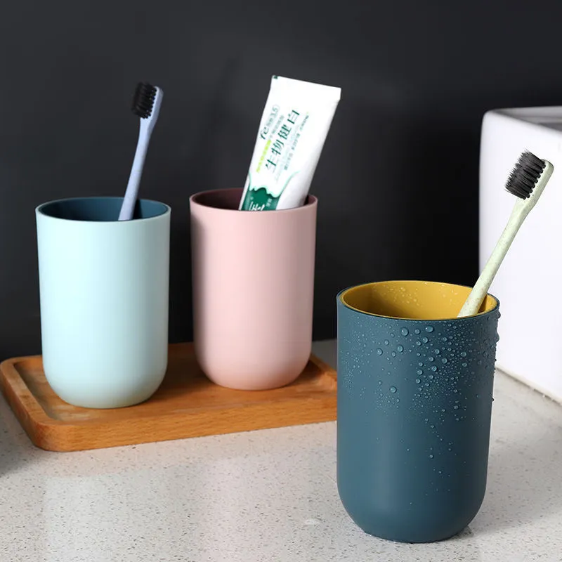 Simple Plastic Mouthwash Cup Household Portable Toothbrush Cup Creative Cute Couple Water Cup Bathroom Gargle Cup