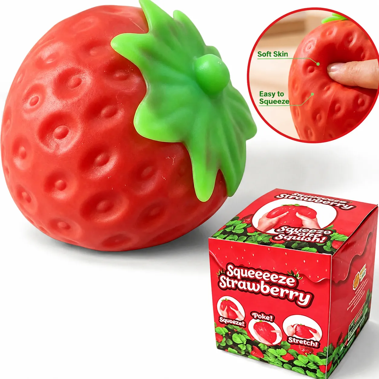 Grote Simulatie Aardbei Knijpspeelgoed Langzame Rebound Stressverlichting Squeeze Speelgoed TPR Fruitmodel Kantoor Decoratie