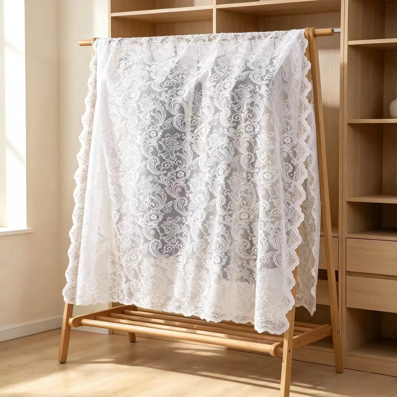 Spitzen Staubschutzhülle Für Kleiderständer Freistehend Einzelstange Kleiderhülle Stoff Schlafzimmer Heimdekoration Polyester