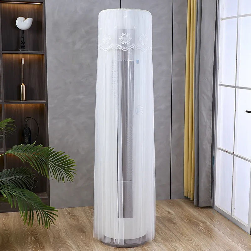 Lace Embroidered Standing Air Conditioner Cover Dustproof Vertical Cylinder AC Cover With Tassels Home Decor