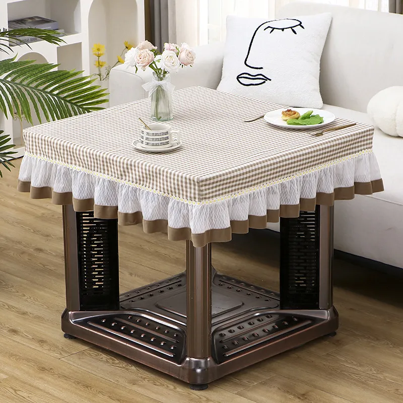 Minimalistischer Hahnentritt Holländischer Samt Tischdecke Quadratische Tischabdeckung Staubdicht Dekorativer Protektor Für Zuhause Esszimmer