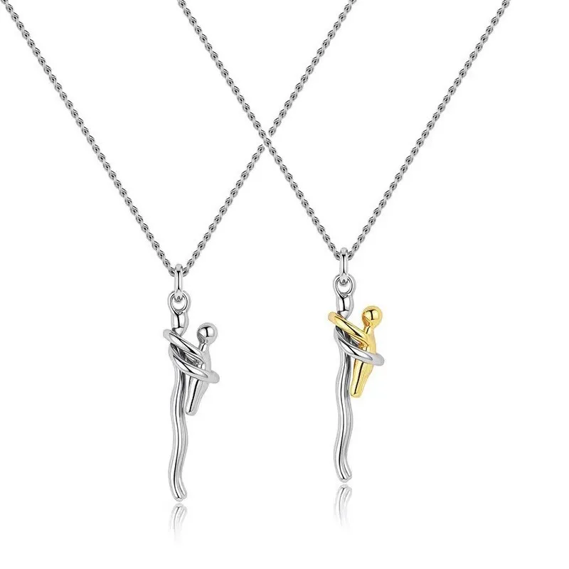 Hugging Parent Child Pendant Necklace Alloy Electroplated Heartfelt Emotional Jewelry For Mother Father Day Gift Unisex Jewelry