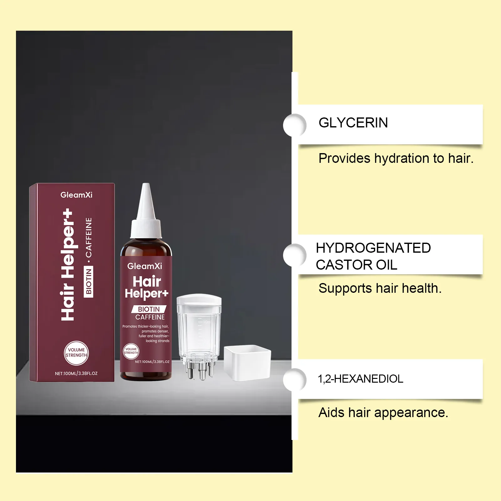 GleamXi Liquide Essence de Soin du Cuir Chevelu avec Masseur Capillaire Ensemble de Soin Quotidien Nourrissant Hydratant