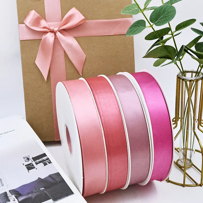 Cinta de Poliéster de Color Sólido Cinta de Tela Rosa Para Envoltorio de Regalo Ramo de Flores Decoración de Pastel