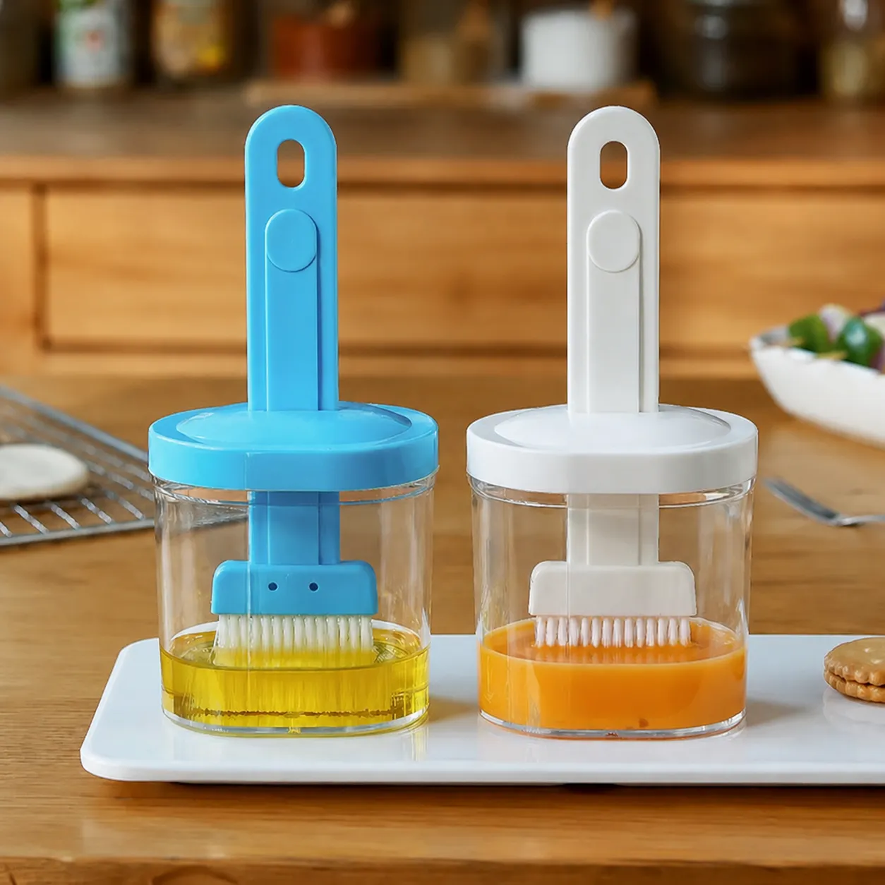 Kitchen Oil Brush Bottle High Temperature Resistant Silicone Basting Brush Food Grade Oil Dispenser For BBQ Baking Cooking